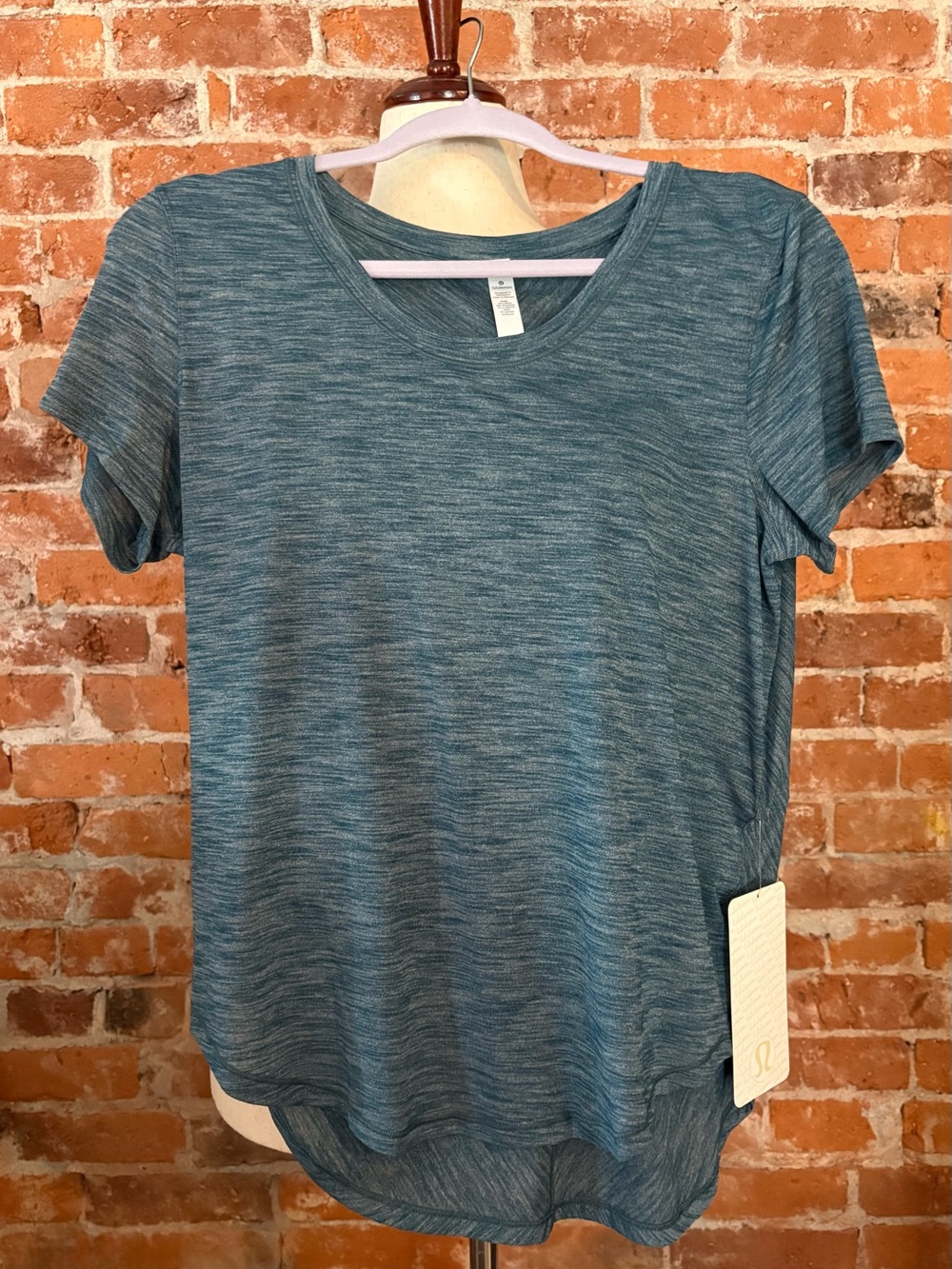Lululemon Teal Heathered Short-Sleeve Scoop Neck Top